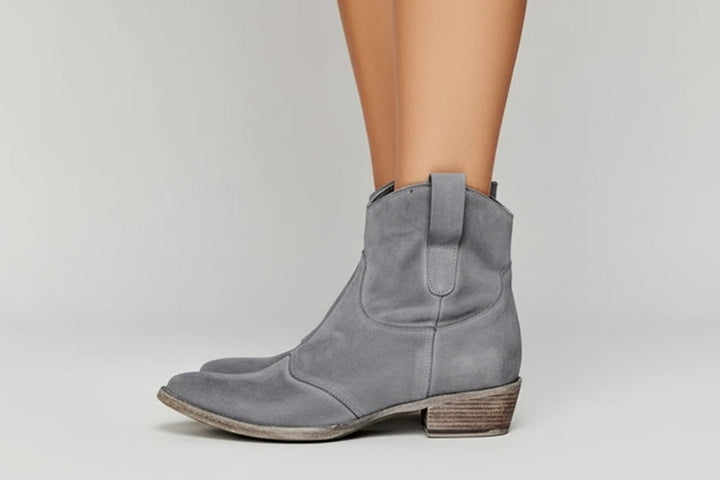 Damen Westernstiefel mit Knöchelhöhe, Zugschlaufen und Blockabsatz-Women Footwear-Alpenkind