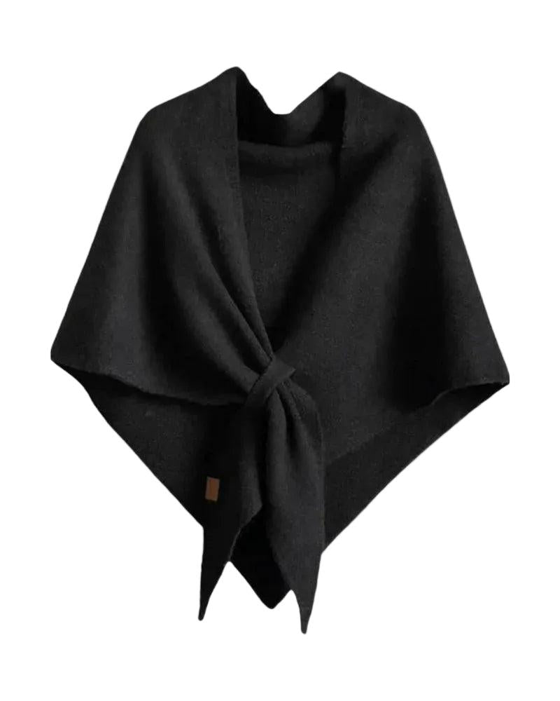 Damen Wickelponcho mit Knoten und V Ausschnitt-Women Accessories-Alpenkind
