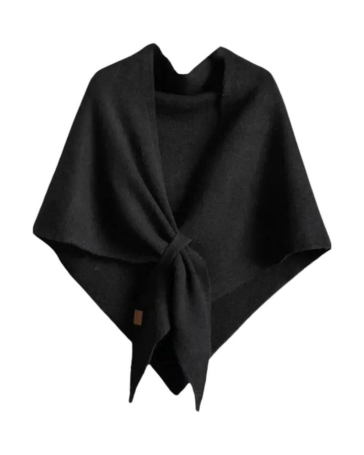 Damen Wickelponcho mit Knoten und V Ausschnitt-Women Accessories-Alpenkind