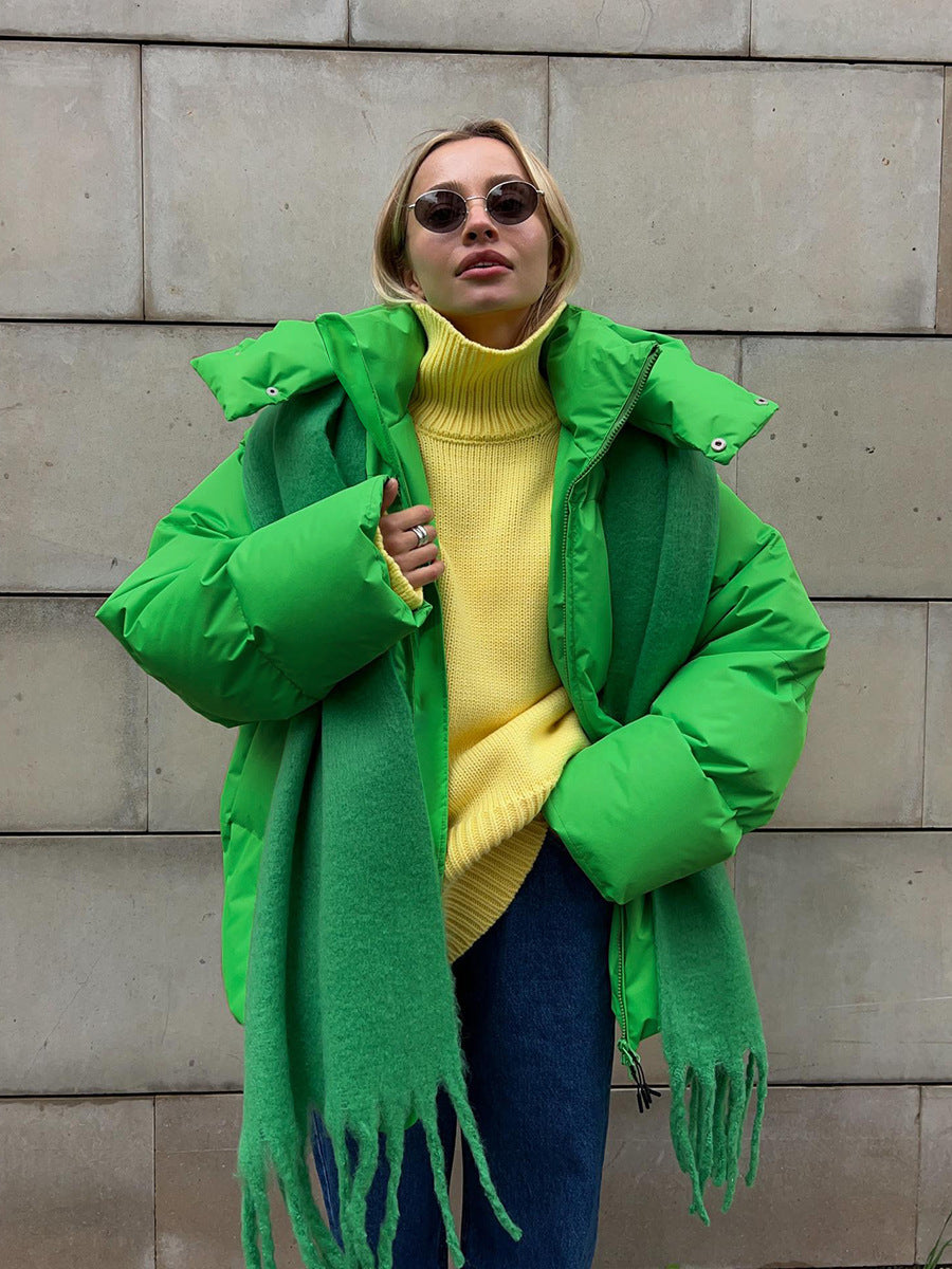 Damen-Winterjacke mit Kapuze und Reißverschluss vorne