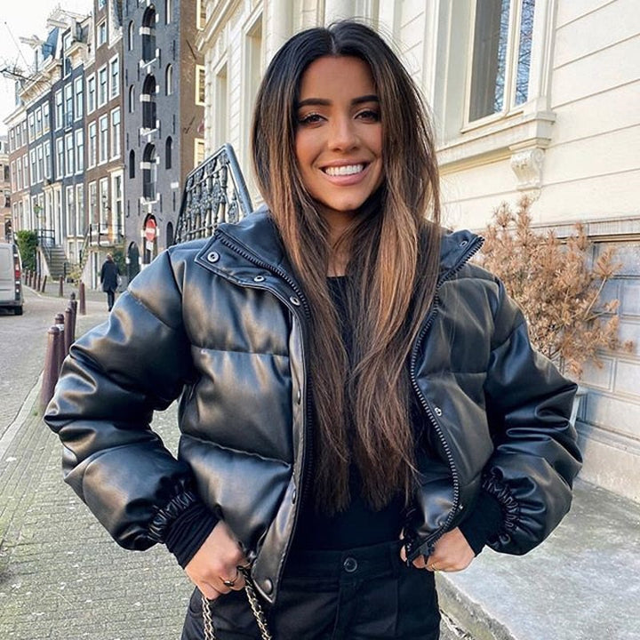 Damen Winterjacke mit Reißverschluss und Stehkragen