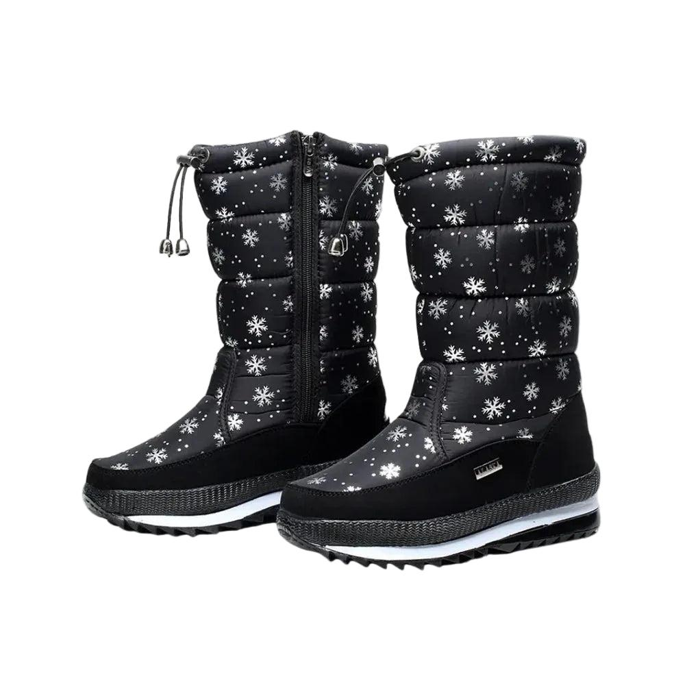 Damen Winterstiefel in Mittlerer Schafthöhe mit Frontreißverschluss-Women Footwear-Alpenkind