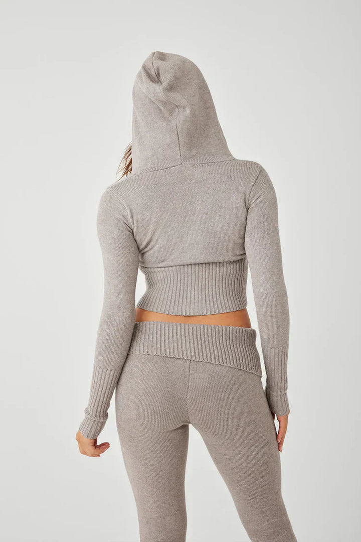 Damen Zip-Hoodie und Hose Set mit Kapuze