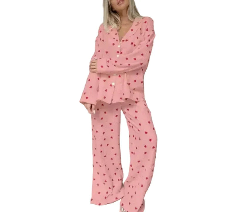 Damen Zweiteiler mit Knopfleiste und weiter Hose-Women Set-Alpenkind