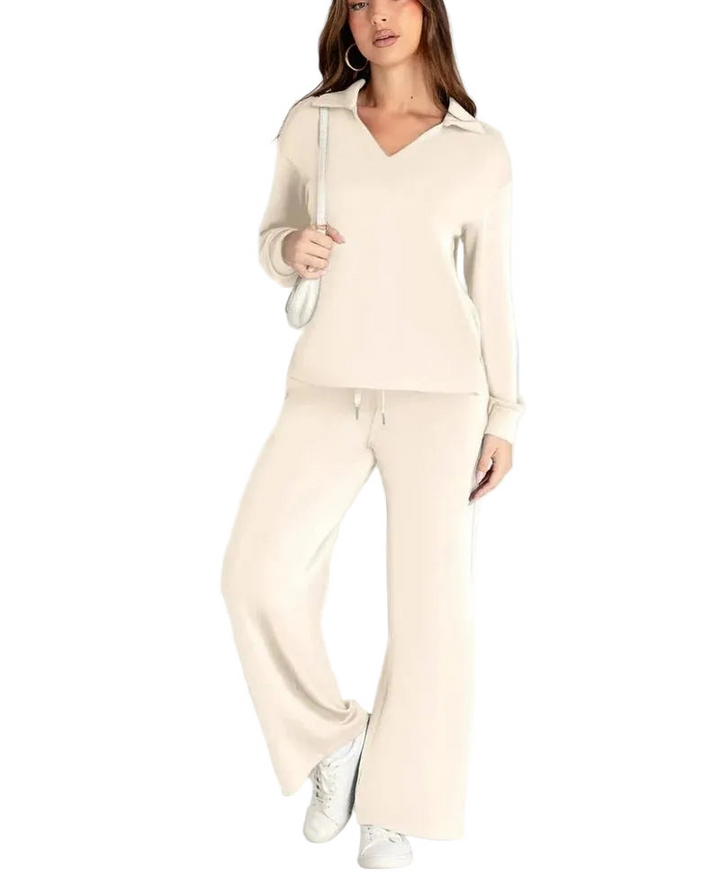 Damen-Zweiteiler mit langärmligem Oberteil und Hose mit geradem Bein-Women Set-Alpenkind