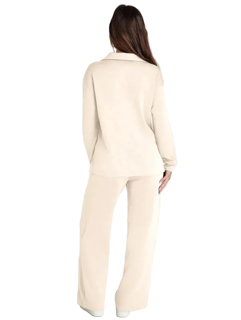 Damen-Zweiteiler mit langärmligem Oberteil und Hose mit geradem Bein-Women Set-Alpenkind