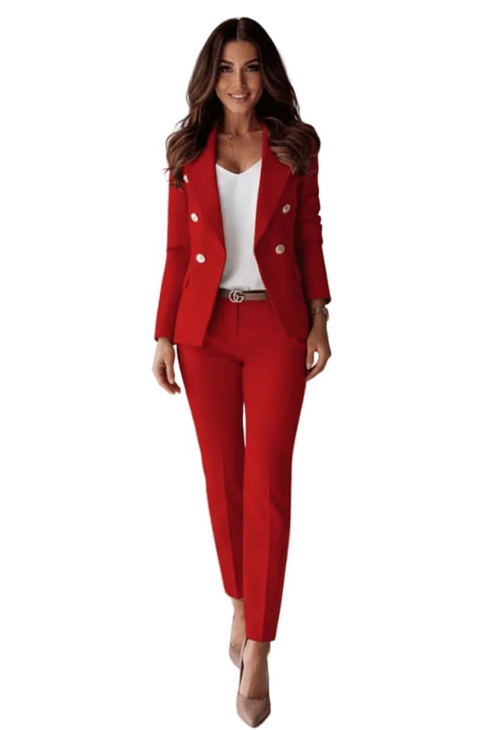Damen-Zweiteiler mit tailliertem Blazer und Hose mit geradem Bein-suits for women-Alpenkind