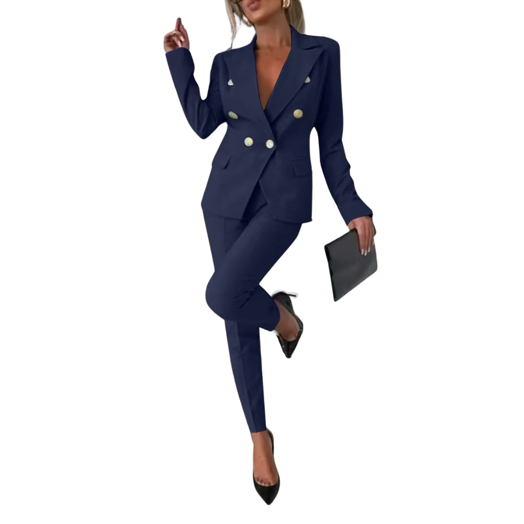 Damen-Zweiteiler mit tailliertem Blazer und Hose mit geradem Bein-suits for women-Alpenkind