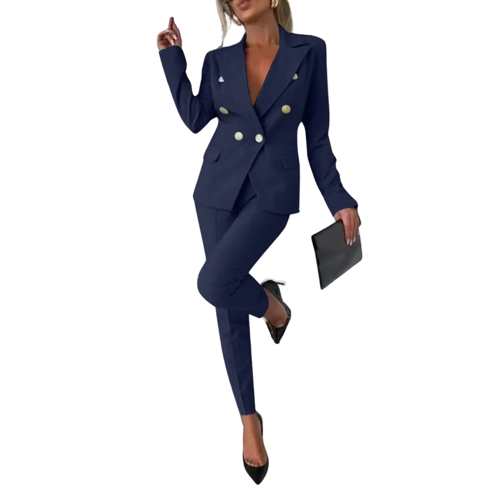 Damen-Zweiteiler mit tailliertem Blazer und Hose mit geradem Bein-suits for women-Alpenkind