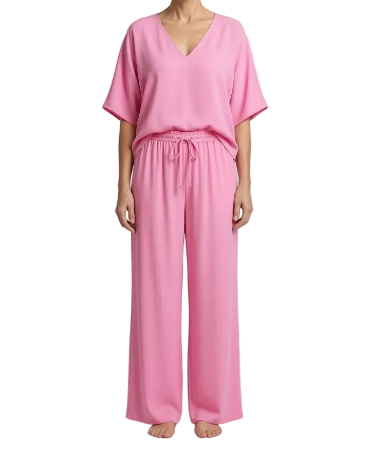 Damen Zweiteiler mit V-Ausschnitt-Oberteil und weiter Hose-Women Set-Alpenkind