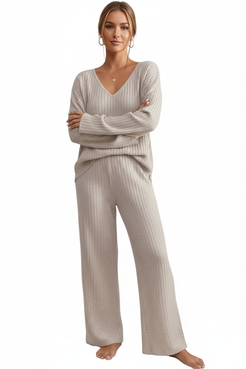 Damen Zweiteiler-Set aus gerippter Strickware-Women Set-Alpenkind