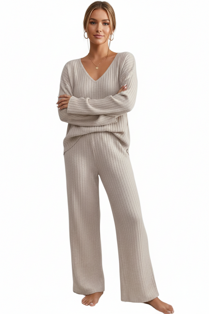 Damen Zweiteiler-Set aus gerippter Strickware-Women Set-Alpenkind