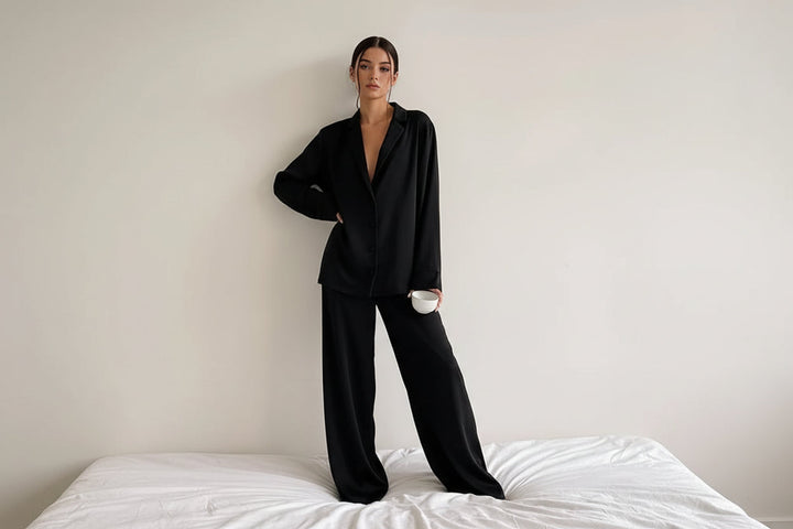 Damen Zweiteiliges Set mit Langarmhemd und weiter Hose-Women Set-Alpenkind