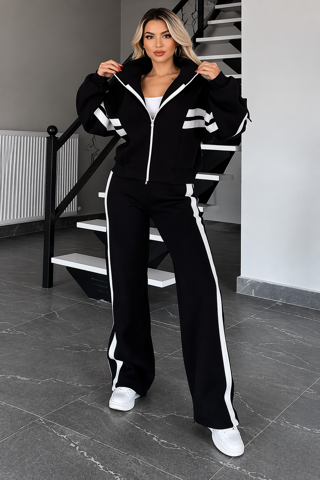 Damen Zweiteiliges Set mit Reißverschlussjacke und Hose-Women Set-Alpenkind