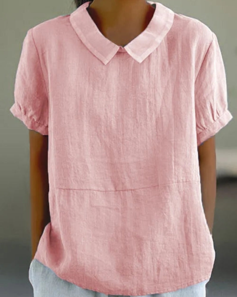 Erika – Women Classic Collar and Short Sleeves Blouse - Image 3