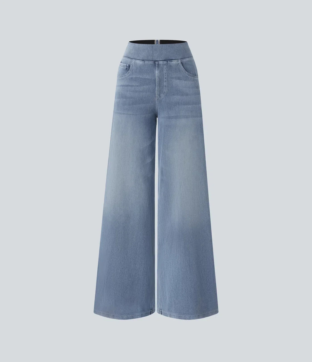 Damenhose mit hohem elastischem Bund und weitem Bein