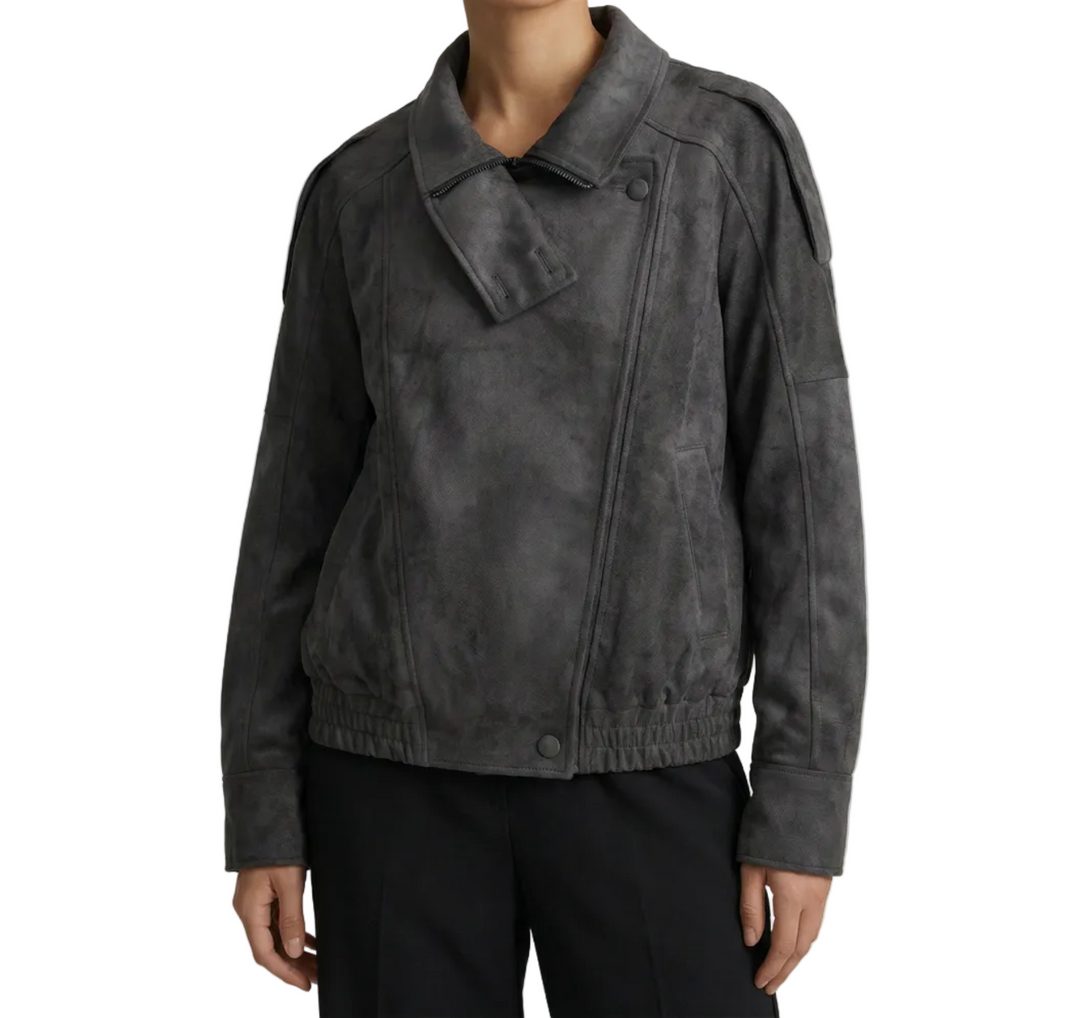 Damenjacke mit asymmetrischem Reißverschluss und strukturiertem Kragen-Women Jackets-Alpenkind