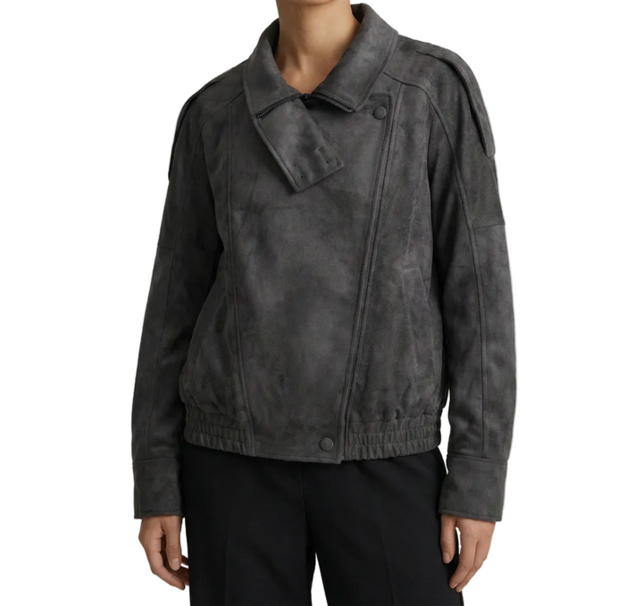 Damenjacke mit asymmetrischem Reißverschluss und strukturiertem Kragen-Women Jackets-Alpenkind