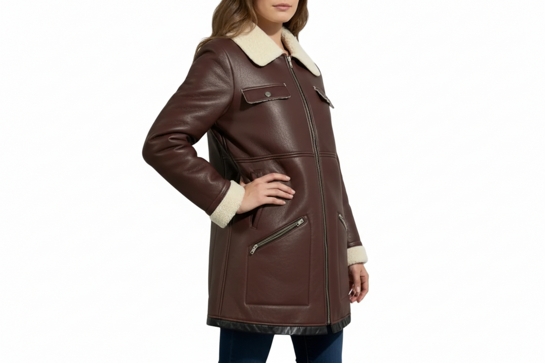 Damenjacke mit Reißverschluss und Lammfellkragen-Women Jackets-Alpenkind