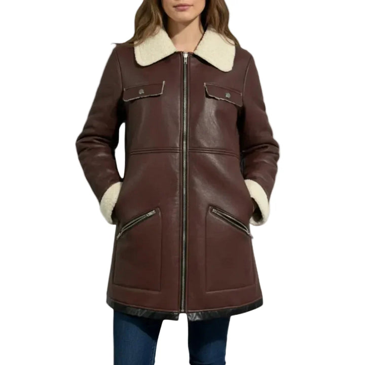 Damenjacke mit Reißverschluss und Lammfellkragen-Women Jackets-Alpenkind