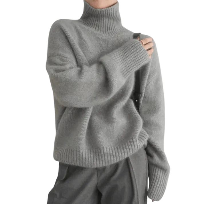 Damenpullover mit langen Ärmeln, Stehkragen und gerader Form-Women Sweaters-Alpenkind