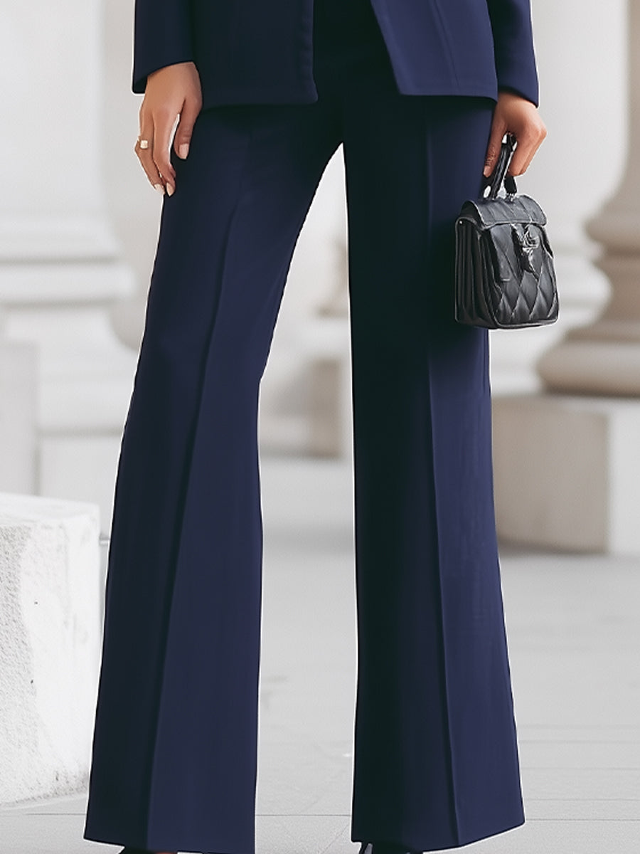 Set aus Blazer mit hohem Kragen und Hose mit weitem Bein für Damen