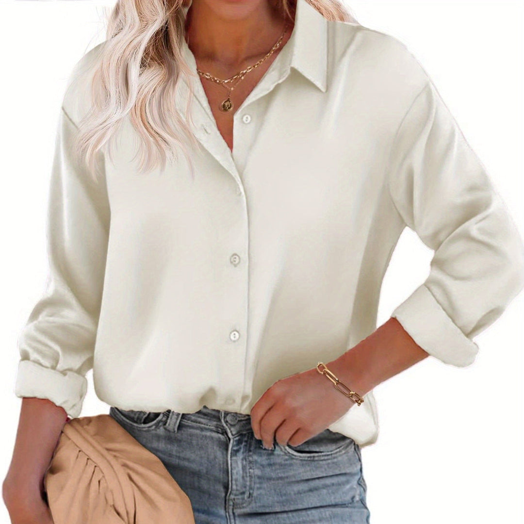 Satinbluse für Damen mit Knopfverschluss