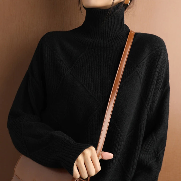 Natalie | Gemütlicher Zopfmuster Rollkragenpullover