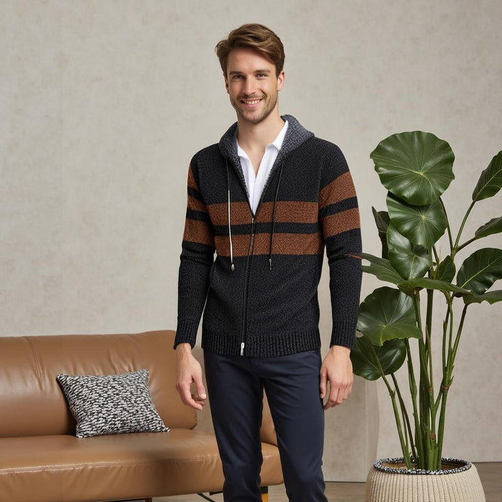 Giacca Uomo Vintage con Cappuccio a Righe Regular Fit - Vesarelli