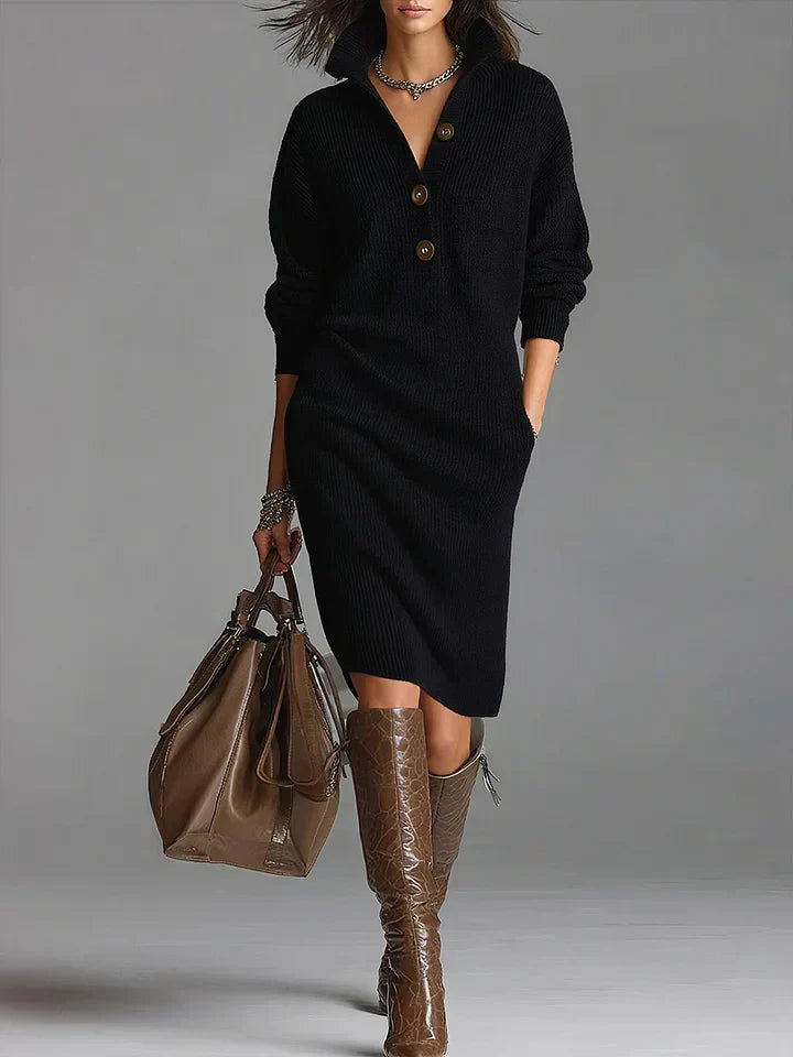 Lila – Women's Midi Dress with Button Closure - Image 4