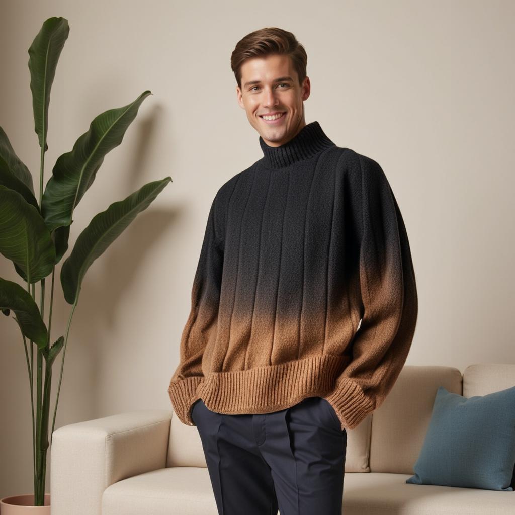 Maglione Uomo Morbido Motivo a Gradi Vestibilità Confortevole - Vesarelli