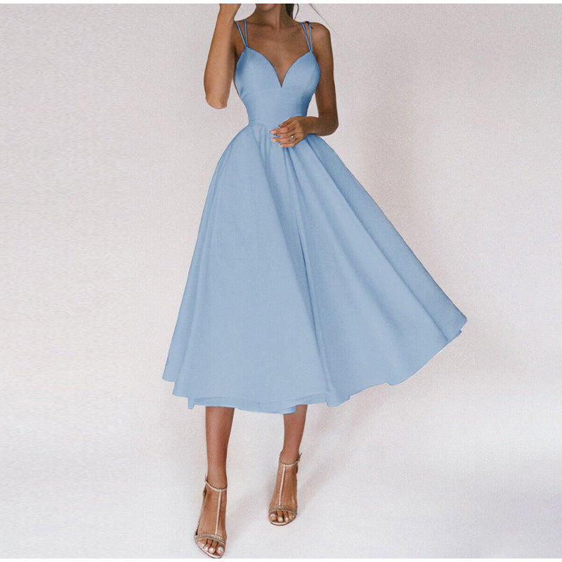 Damen Elegante Cocktail Midi Kleid