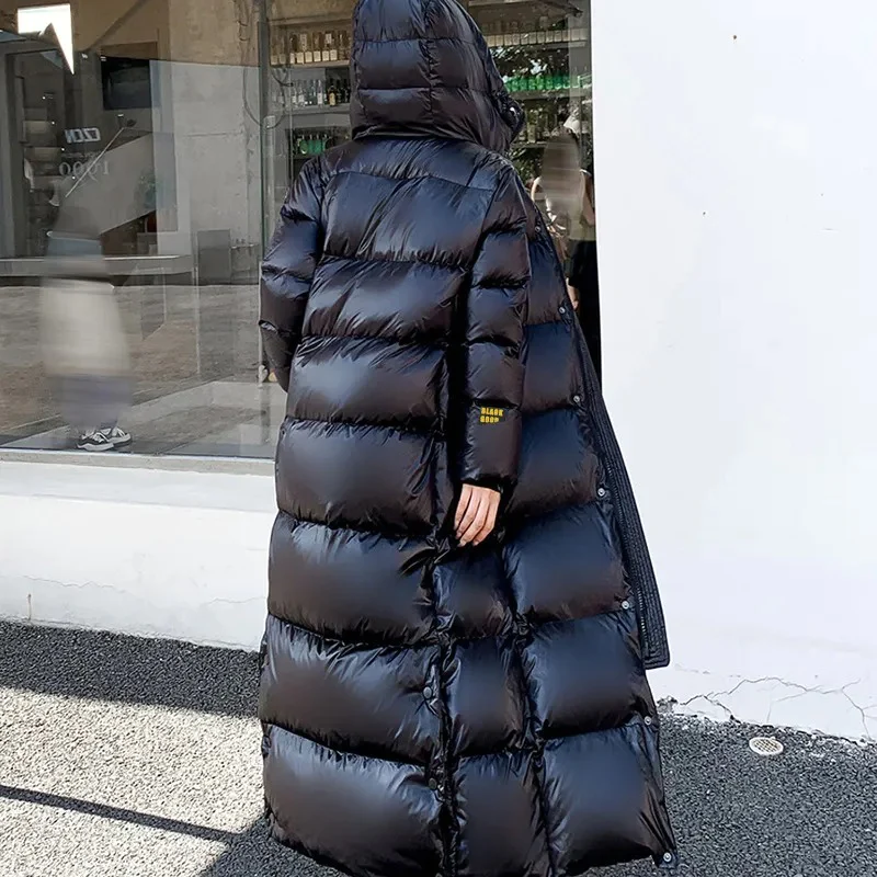 Lange Winter Daunenjacke | Winterjacke Mantel Gesteppt mit Kapuze