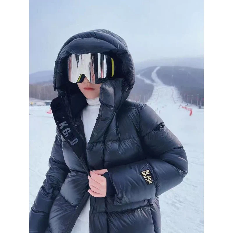 Lange Winter Daunenjacke | Winterjacke Mantel Gesteppt mit Kapuze