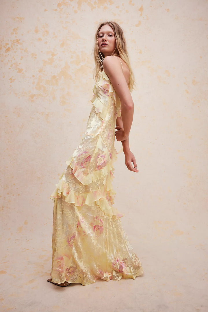 Sommerkleid Damen mit Rüschen Blumenmuster