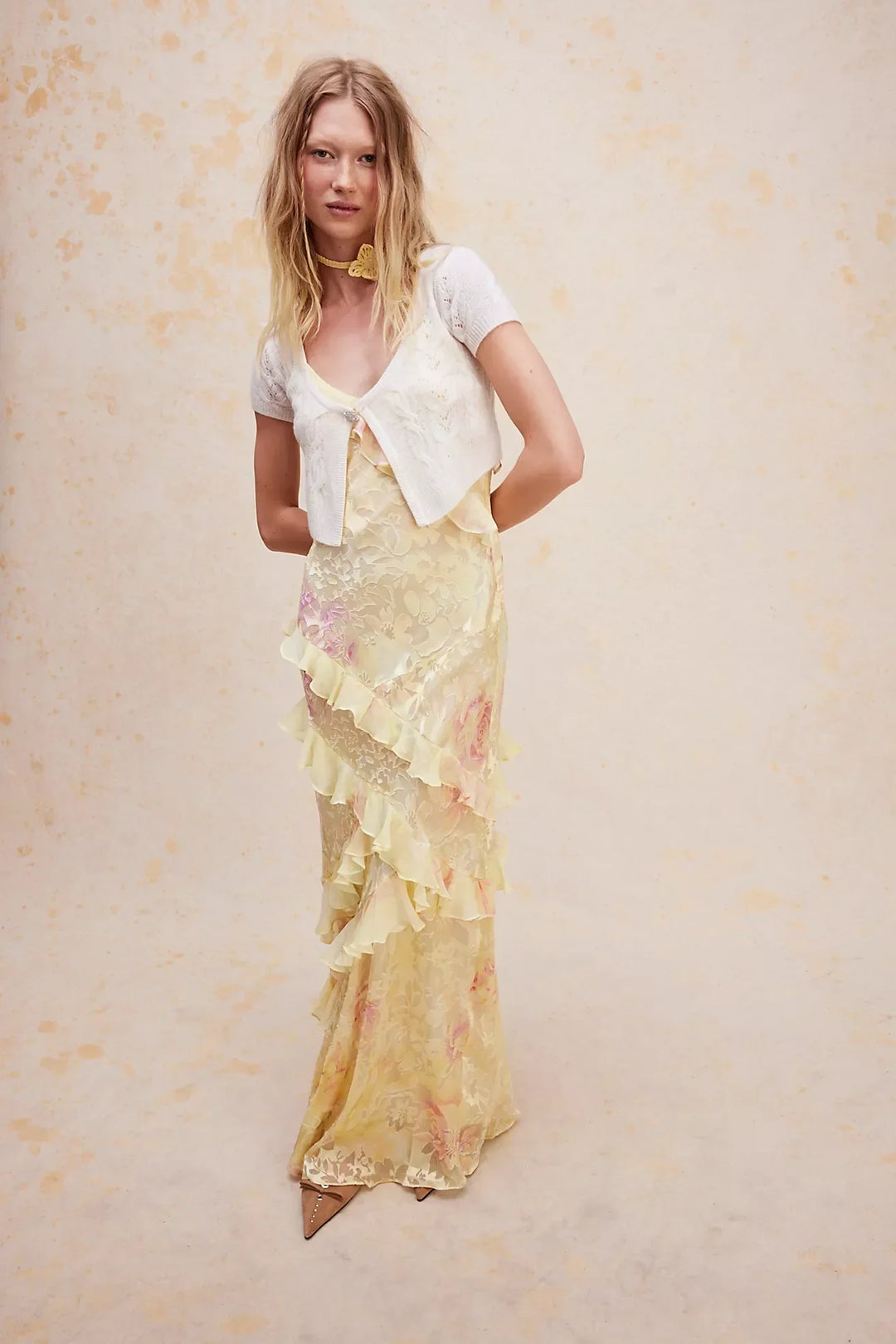 Sommerkleid Damen mit Rüschen Blumenmuster