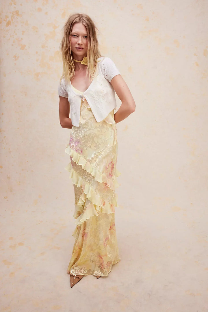 Sommerkleid Damen mit Rüschen Blumenmuster