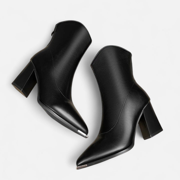 Damen-Chelsea-Stiefeletten mit Absatz | Reißverschluss, veganes Leder