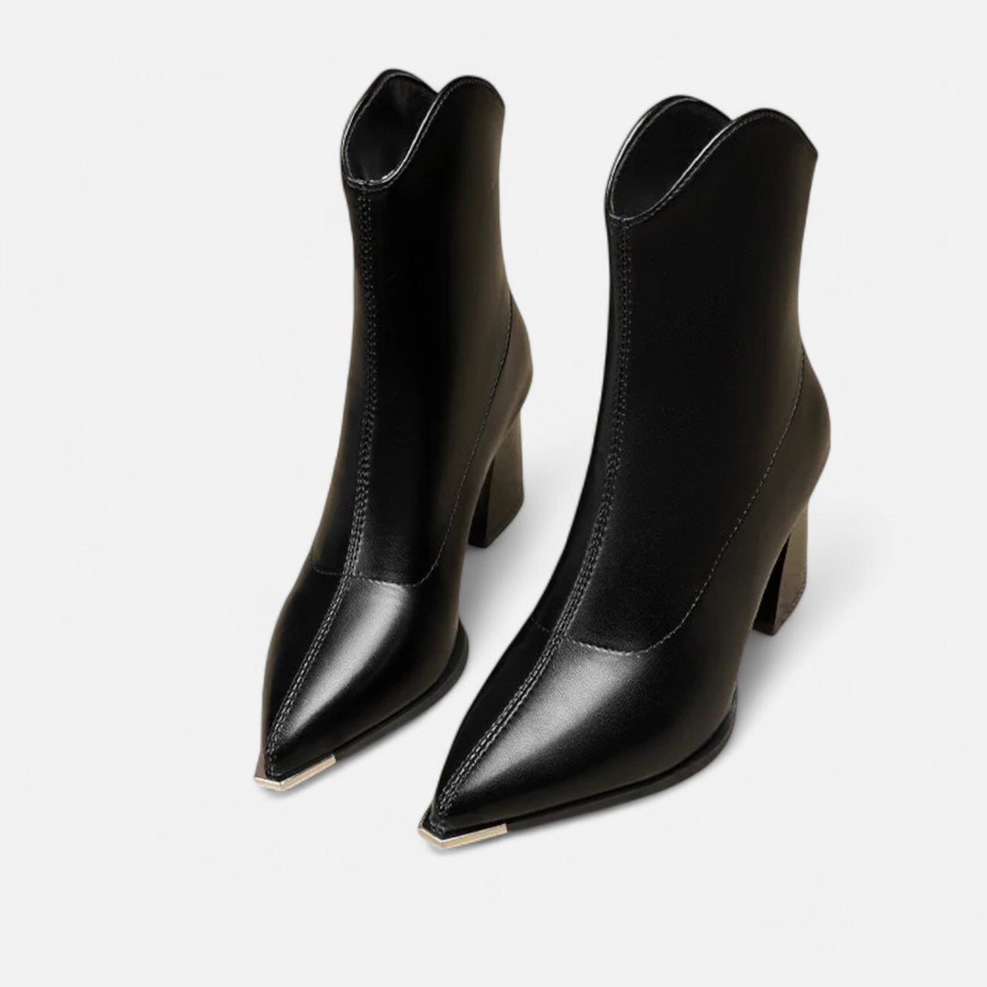 Damen-Chelsea-Stiefeletten mit Absatz | Reißverschluss, veganes Leder