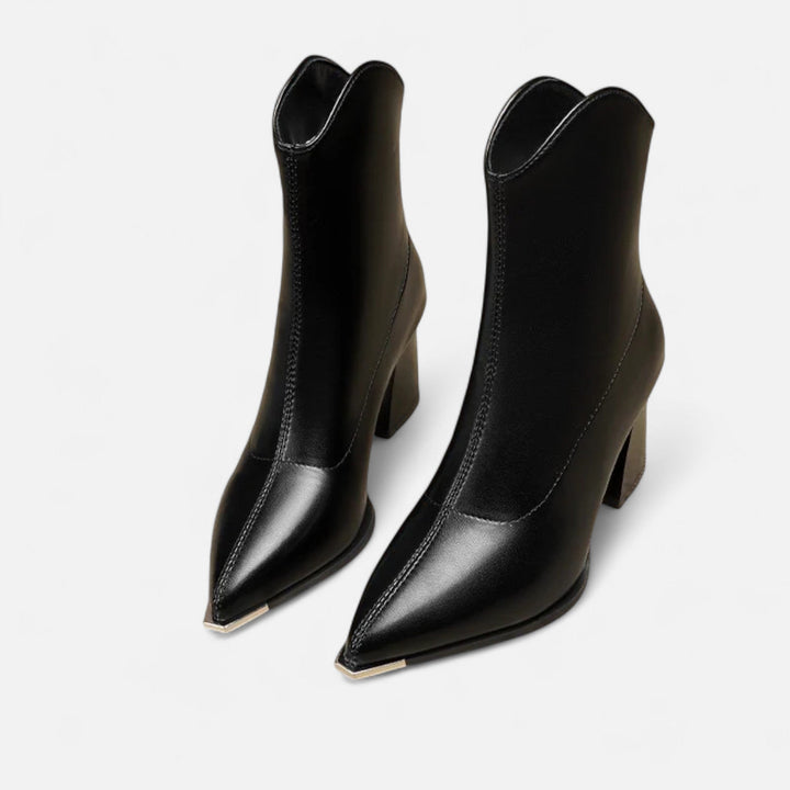 Damen-Chelsea-Stiefeletten mit Absatz | Reißverschluss, veganes Leder