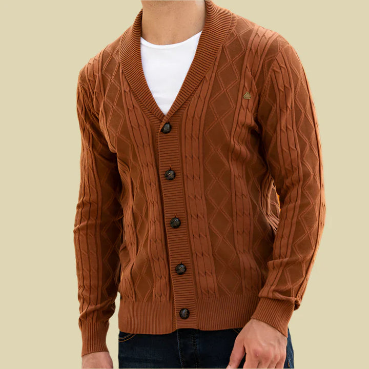 Cardigan Uomo in Maglia Motivo Geometrico Regular Fit - Vesarelli