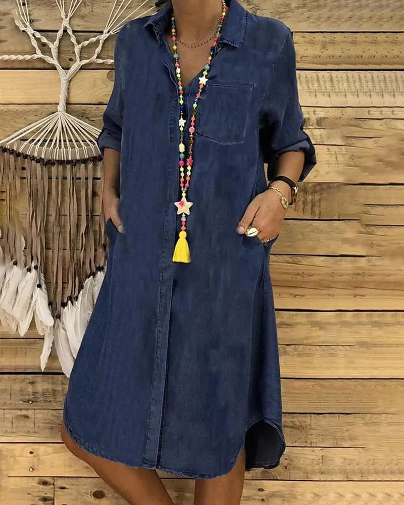 Claudia – Elegant summer Denim dress for Women - Image 2
