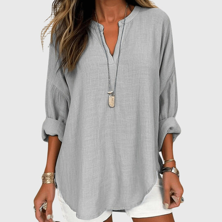 Claudia | Damen Locker Geschnittenes Langarm Casual Top