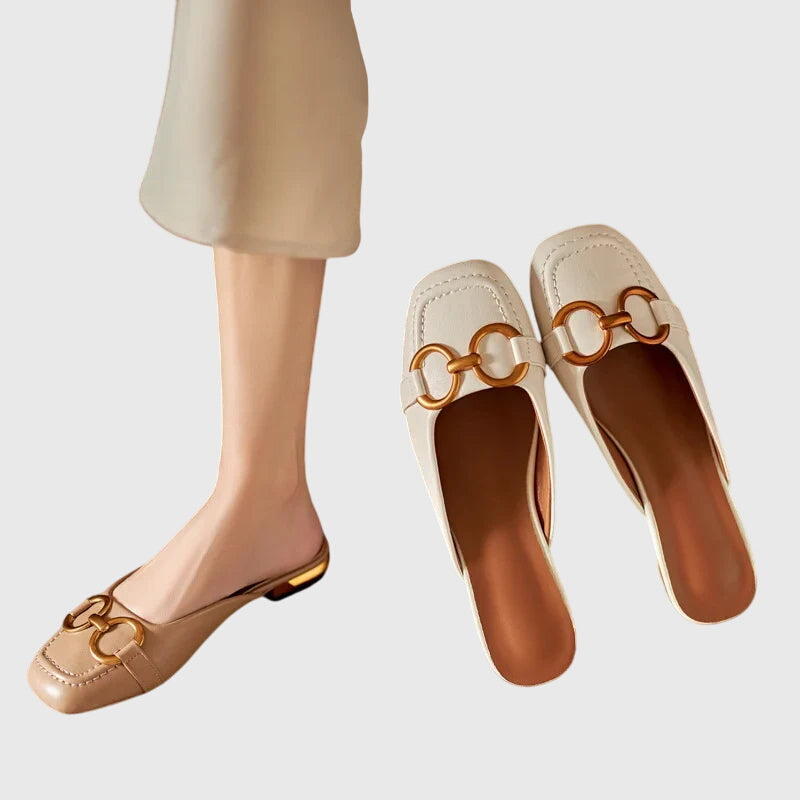 Pauline | Damen Slip-On Sandalen mit Schnallendesign