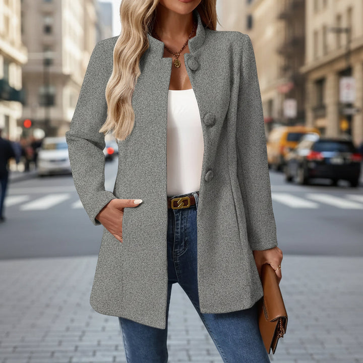 Übergangsjacke elegant für Damen – Stehkragen mit Knopfleiste