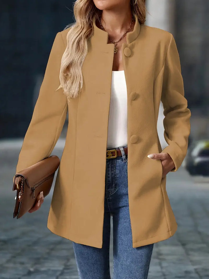 Übergangsjacke elegant für Damen – Stehkragen mit Knopfleiste