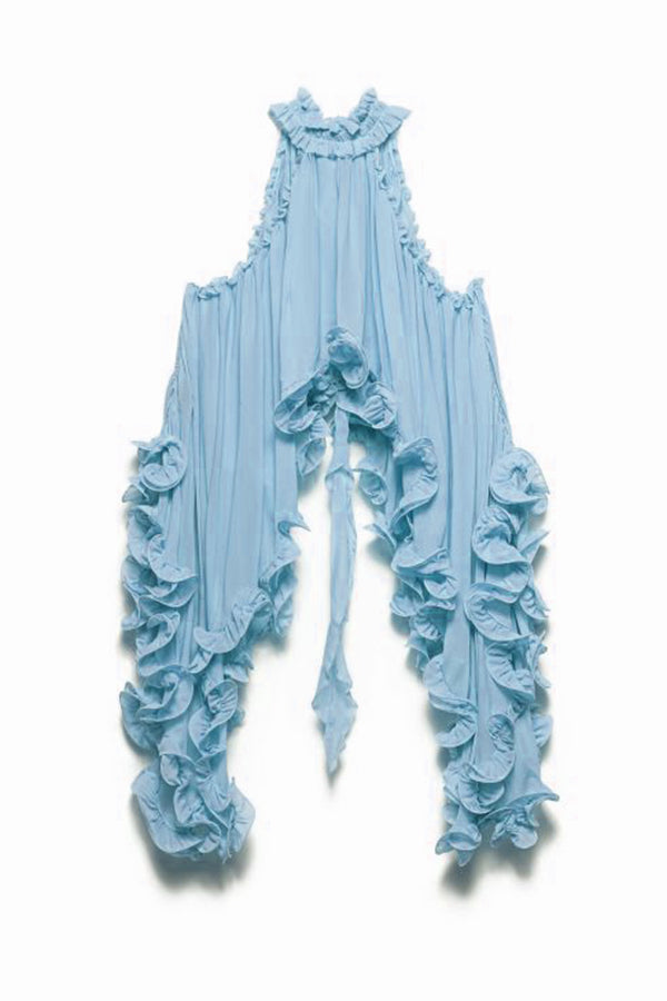 Damen-Haltertop aus Chiffon mit Rüschen, A-Linie