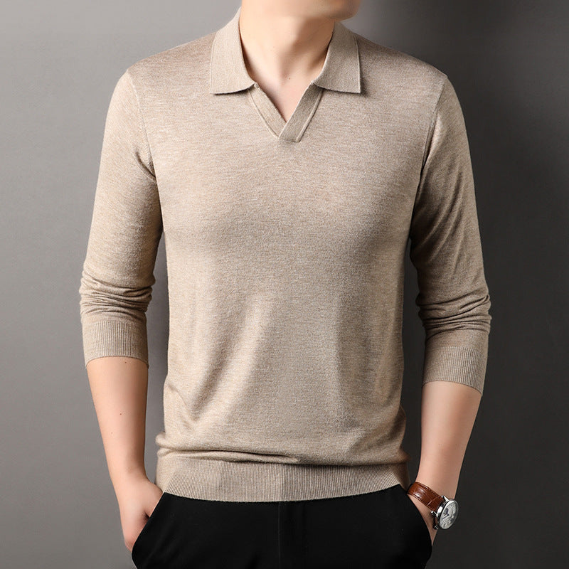Benjamin | Herren V-Ausschnitt Kragen Langarm Polo-Shirt