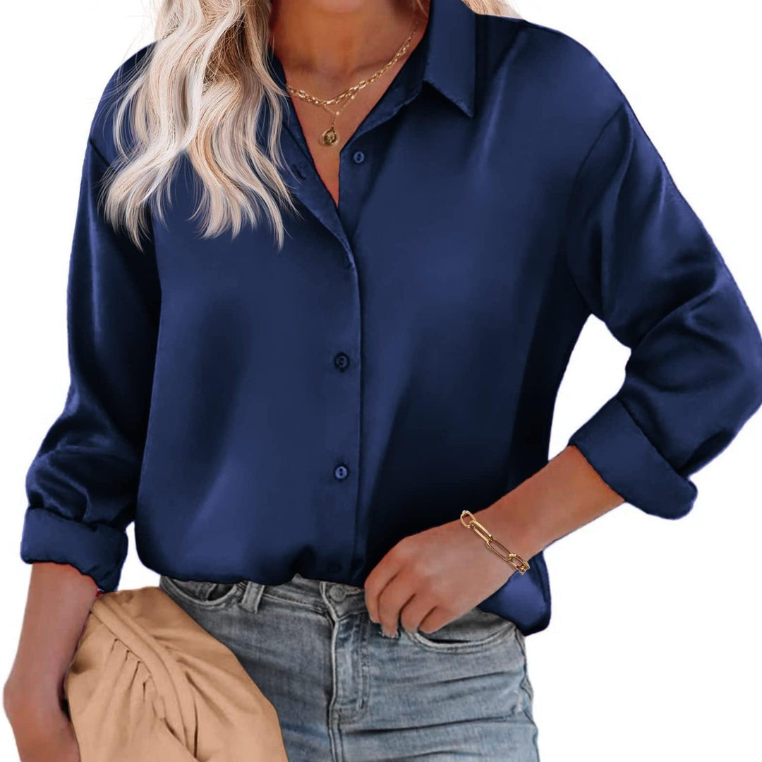 Satinbluse für Damen mit Knopfverschluss