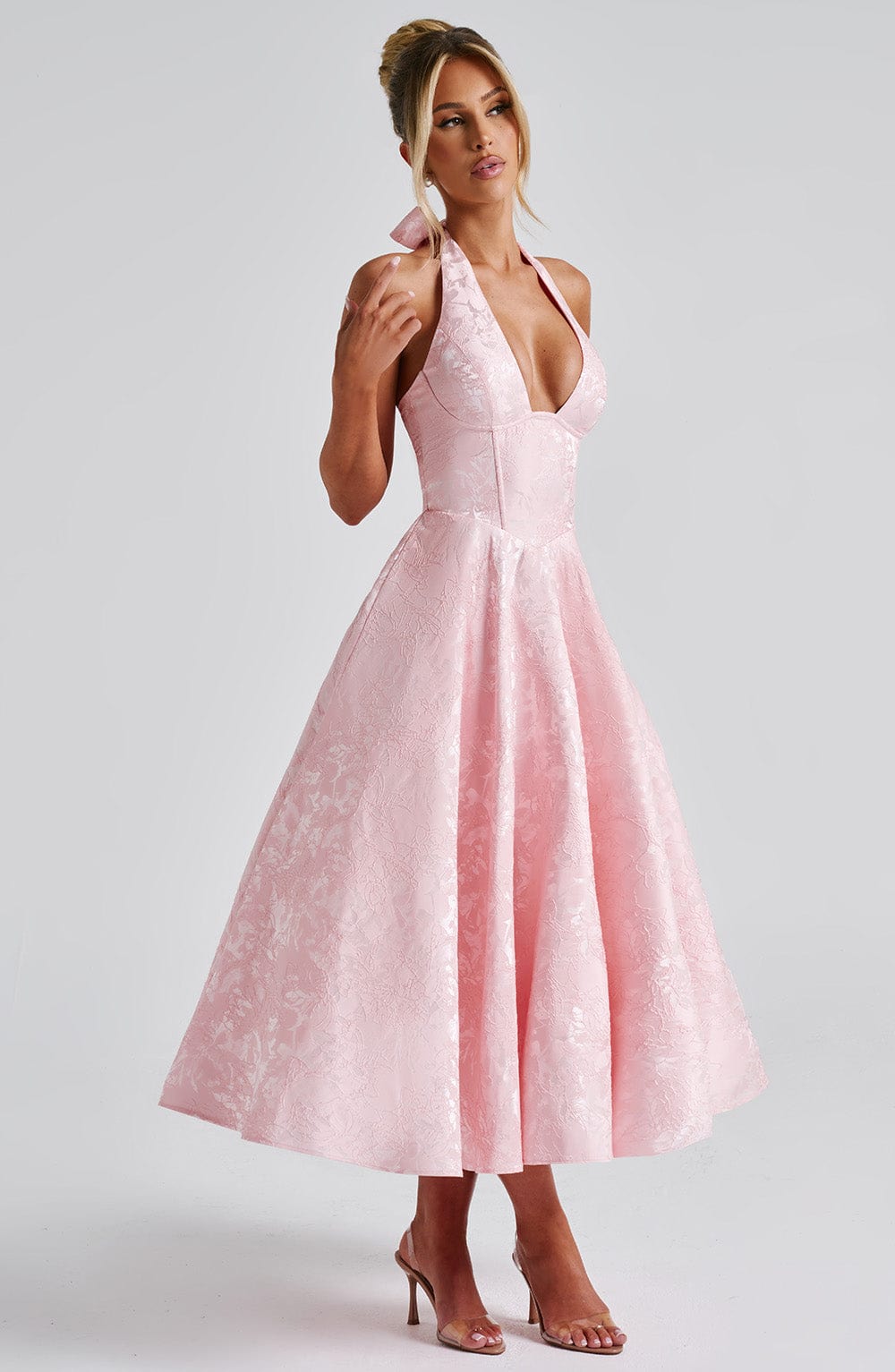Kerstin | Damen Halter Midi Kleid für Hochzeitsgäste